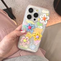 Coque de téléphone 3D motif fleur et chat, double couche antichoc en acrylique, style Ins, protection de haute qualité, nettoyage inclus