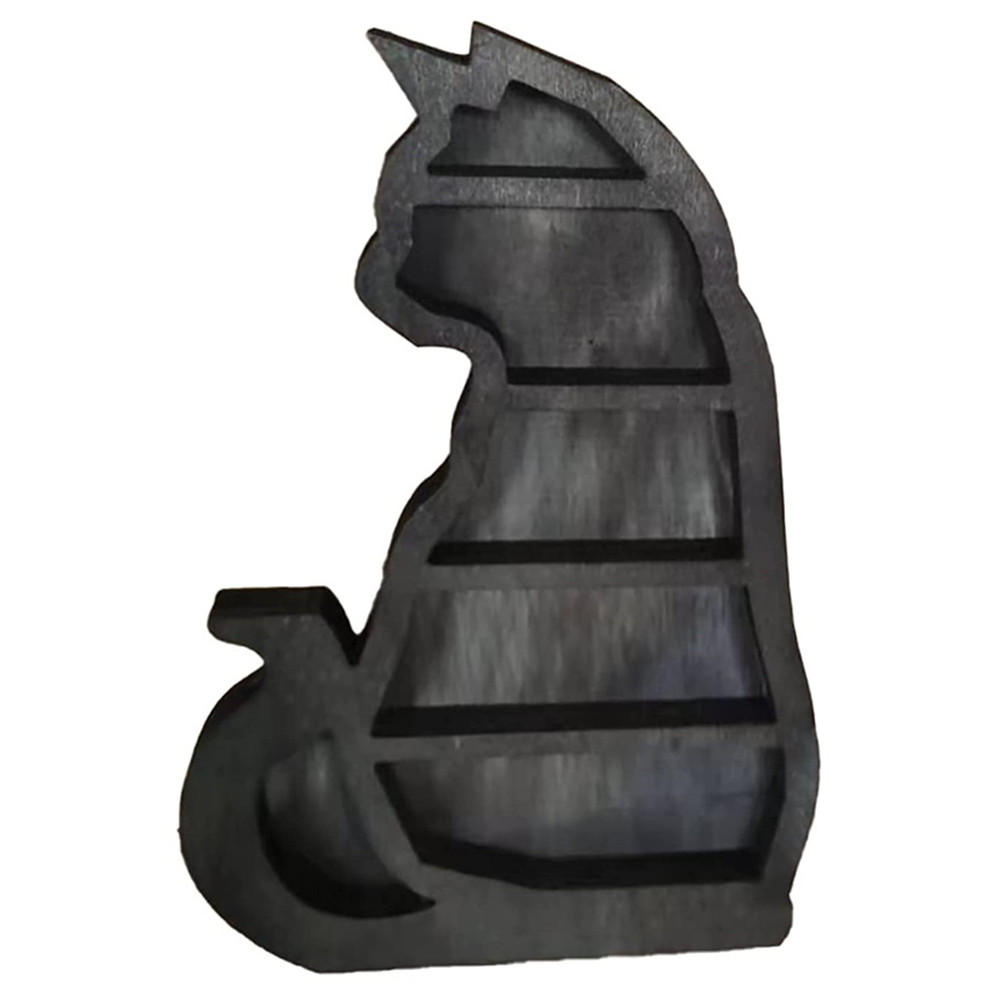 CaoXian HiHome деревянная Луна и кошка Хрустальная настенная полка декор для кристаллов и эфирных масел