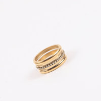 Dreifach geschichteter, vollbesetzter, glitzernder breiter Statement-Ring im dreiteiligen Design, anlaufbeständig, trendig, Großhandel, modische Ringe
