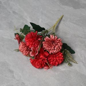 <span class=keywords><strong>Bouquet</strong></span> de fleurs artificielles en gros pour mariage, chrysanthèmes et œillets pour décoration de mariage et de maison - Product Image 1