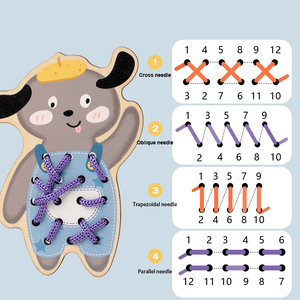 Puzzle éducatif pour animaux Ensemble de jouets Activité de couture avec cordes à enfiler Cadeau d'apprentissage pour garçons et filles de 3 ans et plus - Product Image 3