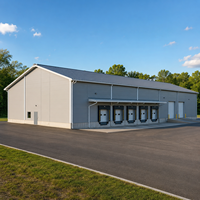 Entrepôt en structure métallique durable à construction rapide, atelier métallique préfabriqué résistant aux intempéries, bâtiment de stockage facile à extensible