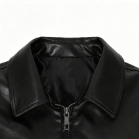 Veste Homme Grande Taille en Cuir à Manches Longues avec Col Rabattu, Impression Graphique Personnalisée OEM/ODM, Fermeture Éclair Intégrale, Modèle 2026