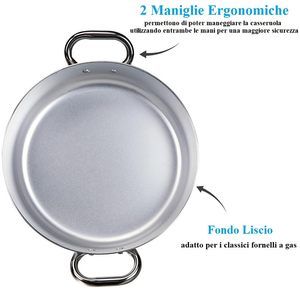Cacerola Agnelli Baja de Aluminio de 28 cm de Diámetro y 9.5 cm de Altura con Asas de Acero Inoxidable, Antiadherente - Product Image 4