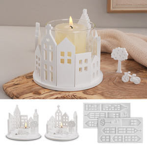 Molde de silicona DM1179 para candelabro de iglesia, molde redondo hueco para velas de té, moldes para cemento, yeso y resina artística - Product Image 5