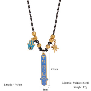 Original-Design Handgefertigte Geflochtene Edelstahl <span class=keywords><strong>Hamsa</strong></span> Teufelsauge Halskette Vergoldete <span class=keywords><strong>Fatima</strong></span>-<span class=keywords><strong>Hand</strong></span> Halskette - Product Image 6