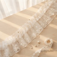 Dentelle en mousseline personnalisée avec volants plissés et perles pour ourlets et poignets de robes de mariée, accessoires pour femmes