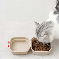 Bol portable pour animaux de compagnie, pliable, double couche, double usage, pour nourrir et abreuvoir, adapté à diverses occasions