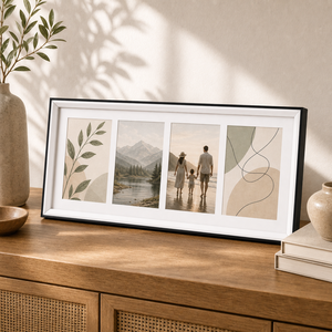 Cadre <span class=keywords><strong>photo</strong></span> panoramique noir et blanc en bois, multi-ouvertures, pour affichage mural ou sur table, pour la maison, le bureau, la galerie, décoration moderne - Product Image 3