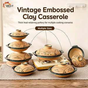 Casseruola XL per Ristorante, Pentola in Ceramica, Stoviglie in Terracotta per Cucinare, Set di Piatti per Casseruole, Pentole per Stufati con Coperchio - Product Image 1