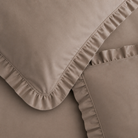 Ensemble de literie en coton pur à volants taupe, 3 pièces, housse de couette, drap, taies d'oreiller pour chambre à coucher, vente en gros