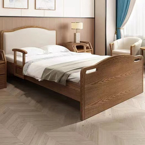 Cama Manual con Respaldo para Ancianos en Residencias, Estructura de Acero y Madera Sólida, Ajustable con Manivela, para Centros de Cuidado de Personas Mayores - Product Image 3