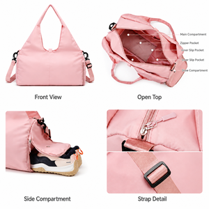 Lote de 20 <span class=keywords><strong>Bolsas</strong></span> de Gimnasio con Logo Personalizado <span class=keywords><strong>para</strong></span> Mujer, Bolso de Viaje Tipo Tote <span class=keywords><strong>para</strong></span> Entrenamiento, Baile, Deporte y Fitness con Compartimento <span class=keywords><strong>para</strong></span> Zapatos y Soporte <span class=keywords><strong>para</strong></span> Esterilla - Product Image 2