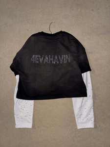 <span class=keywords><strong>Camiseta</strong></span> de algodón pesado con lavado ácido Pearl Vintage Street Wear para hombre con estampado de abullonado en 3D y manga larga en capas para la moda - Product Image 2