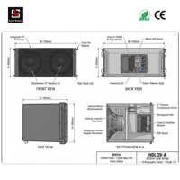 Système de sonorisation professionnel HDL 20 à deux voies avec double haut-parleur néodyme de 10 pouces, impédance de 4 ohms
