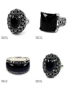 Anelli in <span class=keywords><strong>Argento</strong></span> <span class=keywords><strong>925</strong></span> <span class=keywords><strong>con</strong></span> Marcasite all'Ingrosso, <span class=keywords><strong>Anello</strong></span> Antico <span class=keywords><strong>con</strong></span> Grande <span class=keywords><strong>Pietra</strong></span> <span class=keywords><strong>Nera</strong></span> - Product Image 3