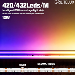 WiFi 420LEDs/M 12W/M 10mm PCB COB LED Strip kontrol suara (pengatur waktu Alexa lampu ruang Game - Product Image 2