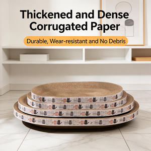 Large Durable Thickened Corrugated Paper Round/Oval Cat <strong>Scratcher</strong> No Debris No Mess Wear-Resistant Cat Scratch Pad - Product Image 3
