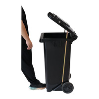 Poubelle de sécurité KEXING 120L, poubelle antistatique ESD avec roues, conteneur noir conducteur pour la gestion des déchets en salle blanche
