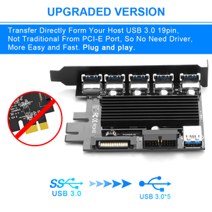 <span class=keywords><strong>PCI</strong></span>-E <span class=keywords><strong>PCI</strong></span> express x1 à 5 ports USB3.0 d'alimentation 4 broches carte d'extension AJOUTER SUR CARTE - Product Image 5