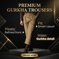 Pantalon Gurkha pour homme, double pli, coupe droite, en coton, décontracté, pour mariage ou soirée