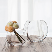 Vase en verre rond plat contemporain pour la décoration de la maison Design de table hydroponique créatif