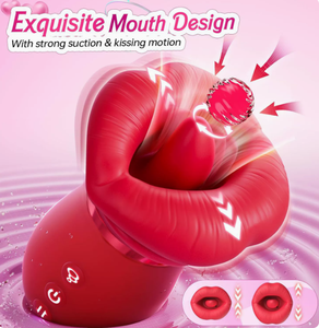 <span class=keywords><strong>Vibratore</strong></span> Femminile Rosso <span class=keywords><strong>con</strong></span> Labbra Grandi e Lingua Vibrante, Controllo APP, in Silicone, Facile da Pulire, Giocattolo Sessuale per Adulti - Product Image 2