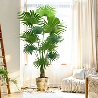 Künstliche Fächerpalme mit Echtem Aussehen, Künstliche Palme im Topf, Tropische Kunstpflanze für Heim, Büro und Lobby-Dekoration