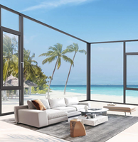 Fenêtre à battant en verre trempé avec cadre en aluminium et moustiquaire pour balcon et villa