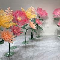 Fleur de pavot géante en papier crépon bleu, multi-scènes, pour décoration de fenêtre de Noël et de Pâques, autoportante, pour la maison et les mariages