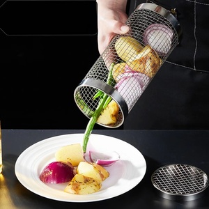 Panier de cuisson circulaire en acier inoxydable pour barbecue, empilable, avec poignée en bois, pour l'extérieur - Product Image 5