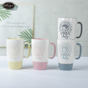 Vente en gros 11 Oz Fleur Peinte À La Main Café Mignon Personnalisé Écran De Soie Porcelaine Lait Tasse Thé Tasse À Café En Céramique pour Cadeau - Product Image 3