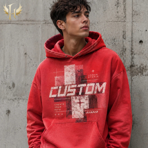 Custom Men Drop Shoulder Pullover <strong>Hoodie</strong> Vintage Acid Wash Distressed DTG Graphic Print Oversized Boxy <strong>Grunge</strong> Streetwear Hoodies - Product Image 1