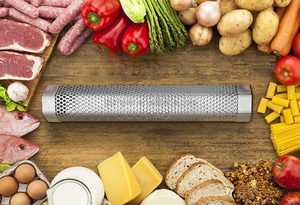 Portabel 12in Stainless Steel Pellet pengasap tabung panas/dingin 5-jam BBQ merokok EN 300 seri mengepul asap las BBQ merokok - Product Image 6