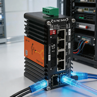 Mini Switch PoE Gigabit Industrial Inteligente de 30W 60W 90W con 4 Puertos y Doble SFP Uplink para Redes de Fibra