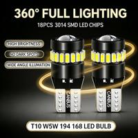 Ampoule LED CANBUS T10 W5W 194 168 avec 18 LED SMD 3014 et lentille, sans erreur, pour feux de position latéraux, plaque d'immatriculation et tableau de bord de voiture