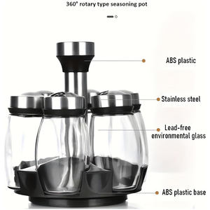 Juego de Botellas de Metal para Condimentos con Base Giratoria, Organizador de Especias para Cocina, Venta al Por Mayor - Product Image 2