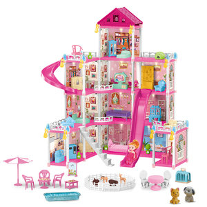 2025 filles 297 pièces semblant princesse rose maison <span class=keywords><strong>de</strong></span> poupée meubles accessoires 4 histoires 12 chambres luxe Villa château jouets avec lumière - Product Image 1