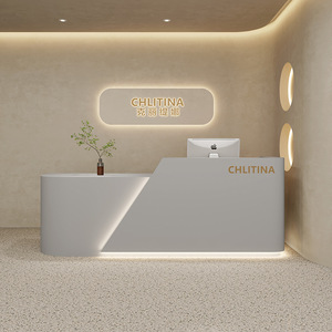 Modern Customized Market Reception <b>Desk</b> Spa White Front <b>Desk</b> Reception - Product Image 6