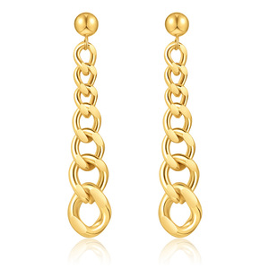 Boucles d'oreilles pendantes en acier inoxydable, longue chaîne 40 mm, couleur or, bijoux de mode pour soirée - Product Image 1
