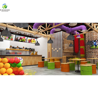 Ensemble de meubles à panneaux en bois pour magasins de thé à bulles et cafés Sièges de table à manger et comptoir de bar Design pour hôtels et centres commerciaux