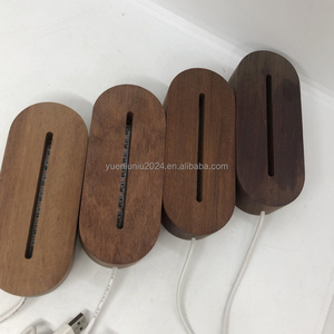 Creativo fai da te 3D ha condotto <span class=keywords><strong>la</strong></span> luce notturna con bacheca cancellabile Base ovale in legno lampada in cristallo acrilico per <span class=keywords><strong>la</strong></span> decorazione della casa camera da letto - Product Image 2