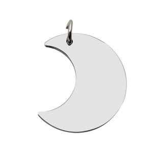 Bien pulido y Chapado en PVD etiqueta Acero inoxidable Luna ornamento Luna forma colgante espacios en blanco con anillo de salto - Product Image 1