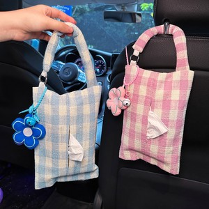 Blumenmuster Stoff Auto-Taschentuchbox Hängender Ausziehbarer Rücksitz-Organizer Premium Stoffserviettenhalter für Frauen Auto-Innendekoration - Product Image 1