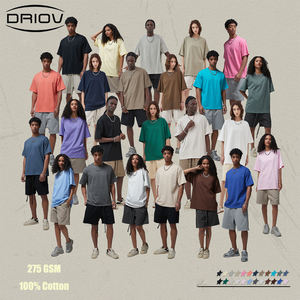 เสื้อยืดโอเวอร์ไซซ์สุดฮอตสำหรับผู้ชายเสื้อผ้าแนวสตรีทผ้าฝ้าย100% 275กรัมเปิดไหล่ตกเสื้อยืดธรรมดาโลโก้ตามสั่งแบบหรูหรา - Product Image 1