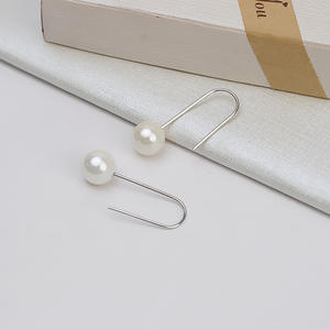 Boucles d'oreilles pour femmes en argent plaqué platine or rose S925, accessoires de bricolage, perles simples inspirées de Song Hye Kyo 1201 - Product Image 2