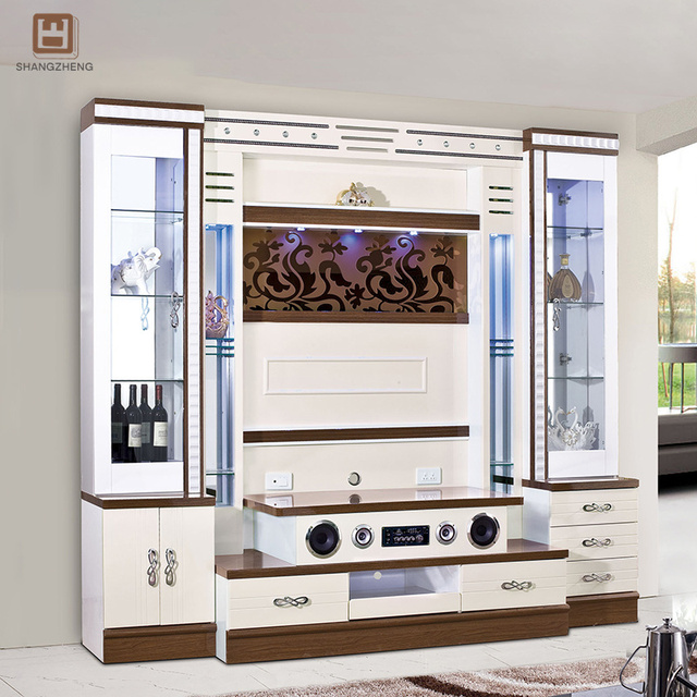 Modern Minimalist Extendable White Wooden TV Cabinet with Glass Door White Wall Shelves for Home Office or Bedroom Apartment