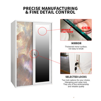 Armoire industrielle en acier avec miroir, armoire métallique imprimée colorée avec porte coulissante, mobilier de chambre à coucher, usine OEM ODM
