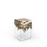 Table basse moderne et créative en laiton, style luxe léger, motif goutte d'eau, pour villa, chambre, salon, table d'appoint