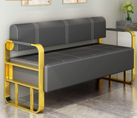 Conjunto de Sofá Cama Chesterfield Moderno y Contemporáneo de Cuero PU con Patas Metálicas para Sala de Estar, Hotel, Comedor, Almacén y Oficina